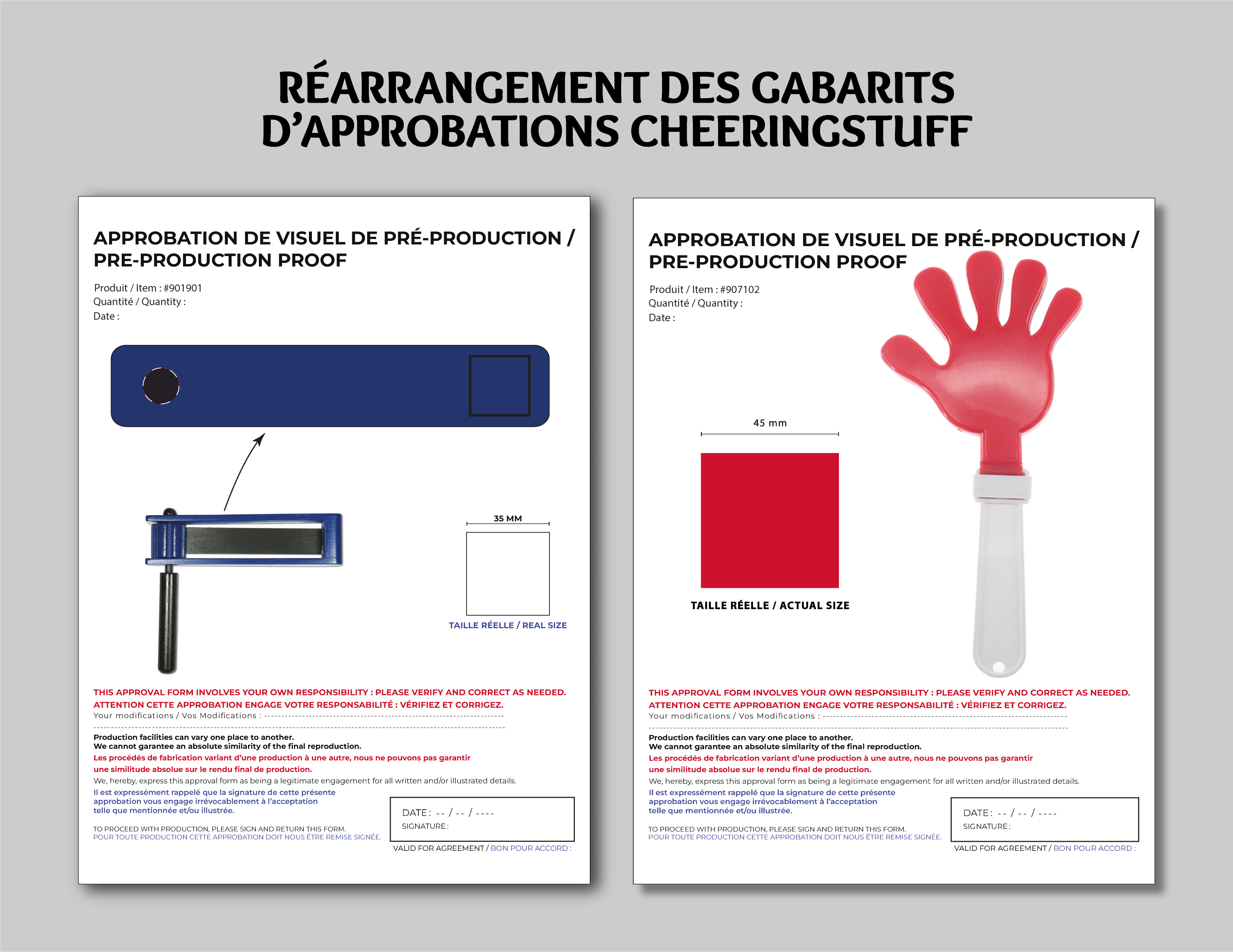 Réarrangement des gabarits d'approbations Cheeringstuff